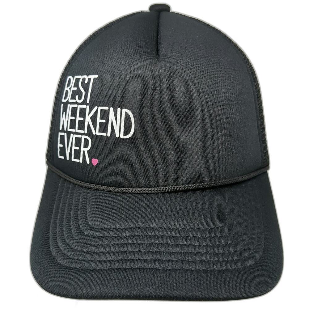 Tiny Trucker Co Trucker Hat Black OSFM Best Weekend Ever Slogan Snapback Rope